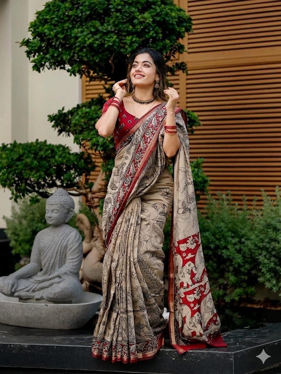 Marshmallow Kalamkari Saree