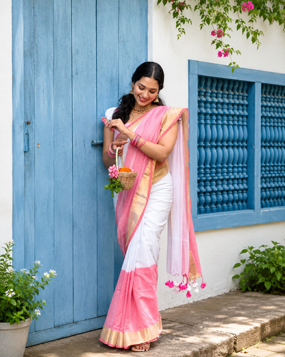 Mul Cotton Weaving Kanchi Border Saree