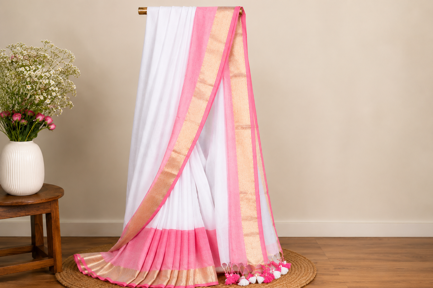 Mul Cotton Weaving Kanchi Border Saree
