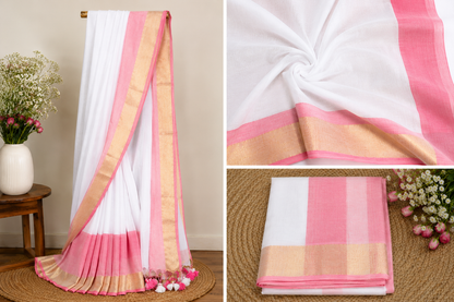 Mul Cotton Weaving Kanchi Border Saree