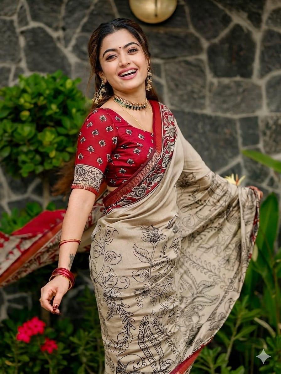 Marshmallow Kalamkari Saree