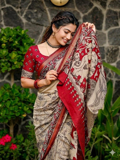 Marshmallow Kalamkari Saree