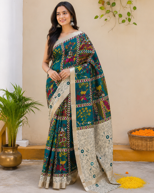 Kalamkari Mul Cotton Saree