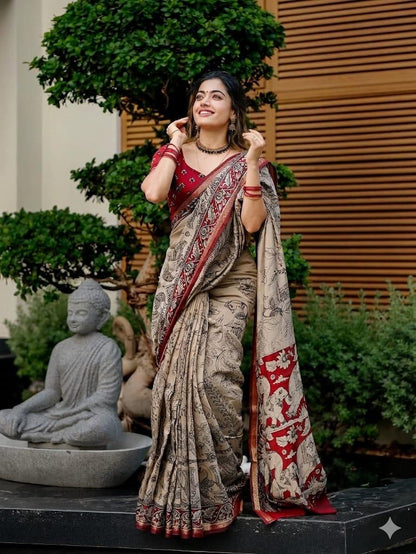 Marshmallow Kalamkari Saree