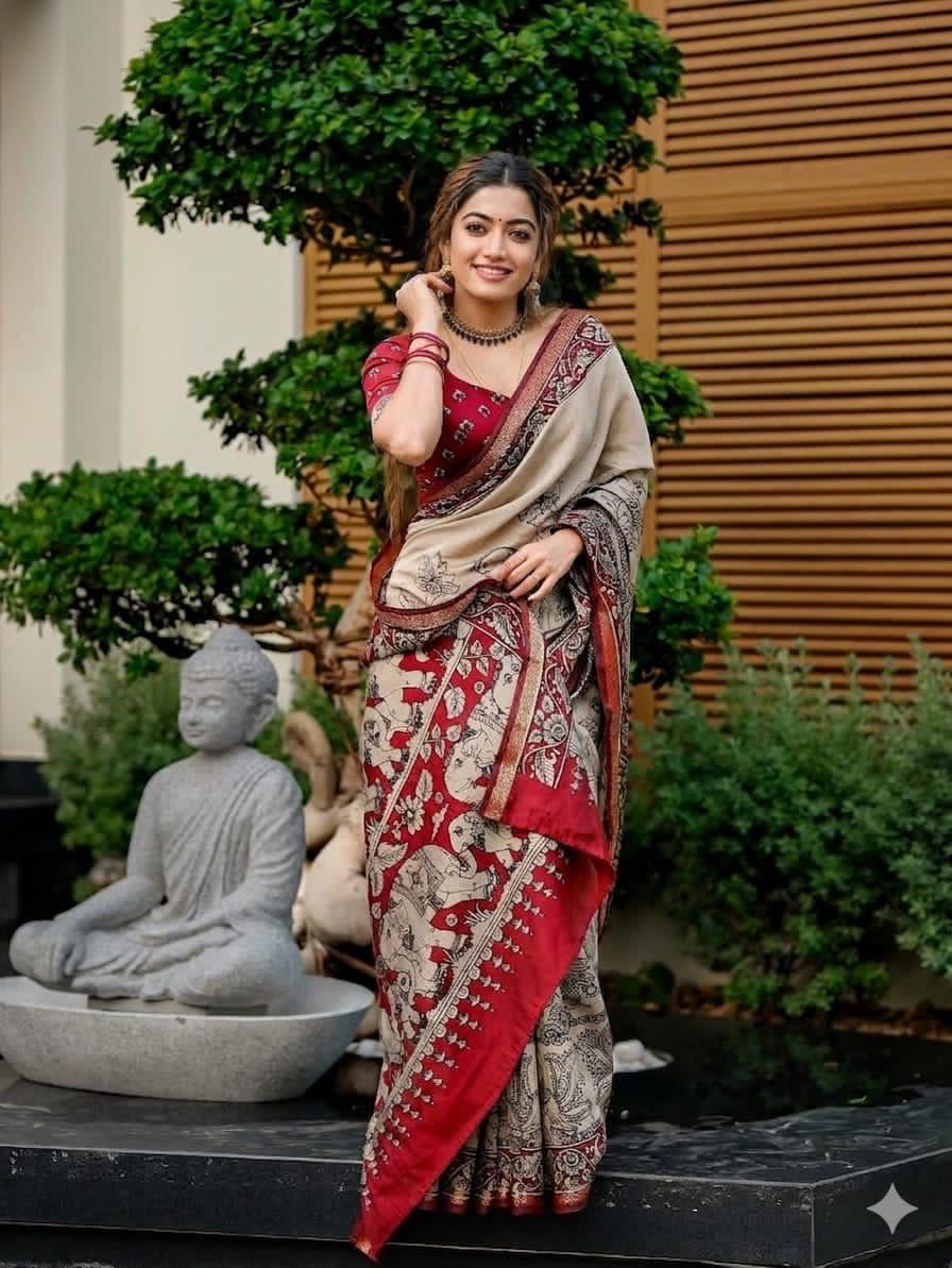 Marshmallow Kalamkari Saree