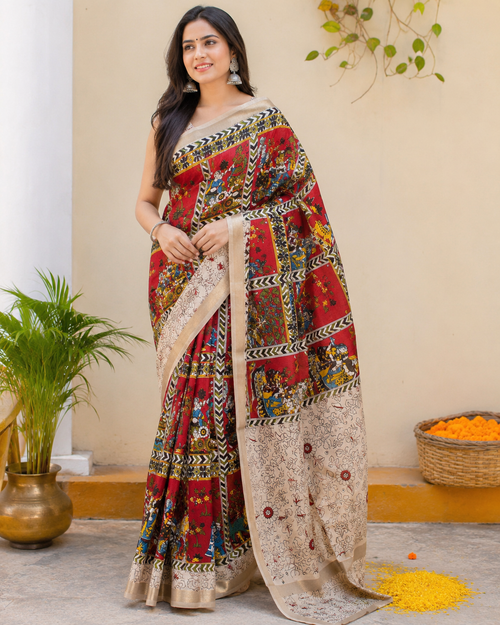 Kalamkari Mul Cotton Saree